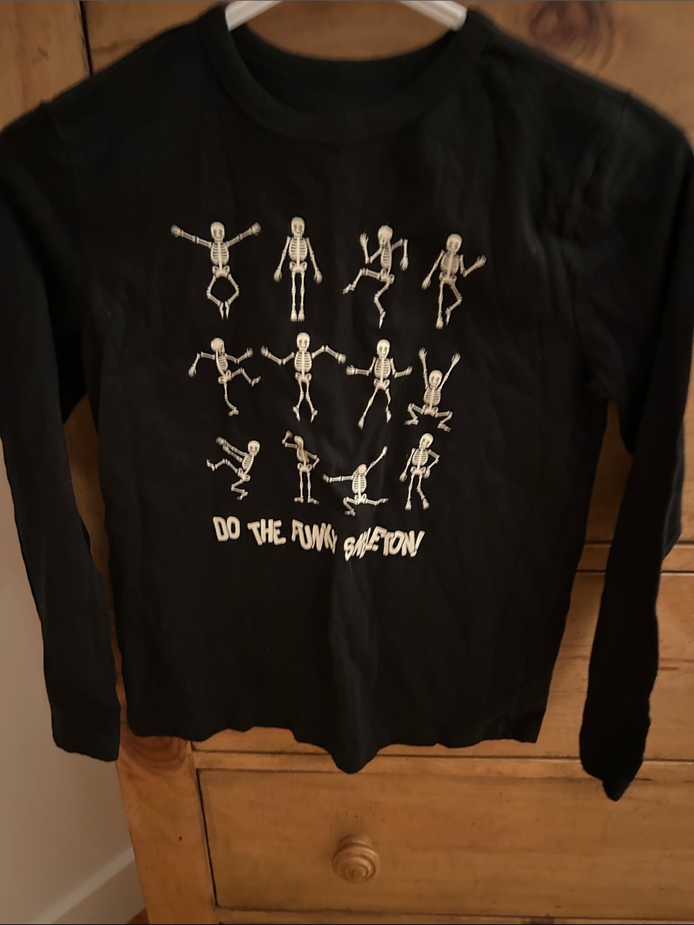 GAP Black Long-Sleeve Tee with White Dancing Skeletons